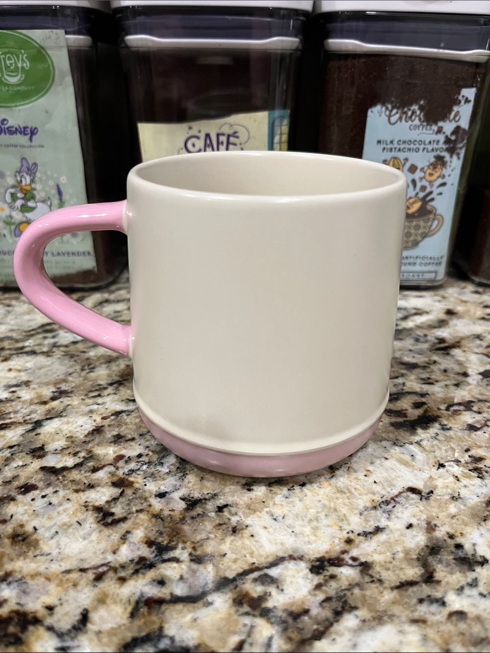 Disney Parks Cream and Pink LOVE Coffee Mug Mickey Silhouette - Picture 3 of 7